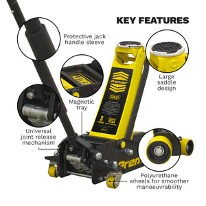 Sealey Trolley Jack 3 Tonne Low Profile Rocket Lift Yellow