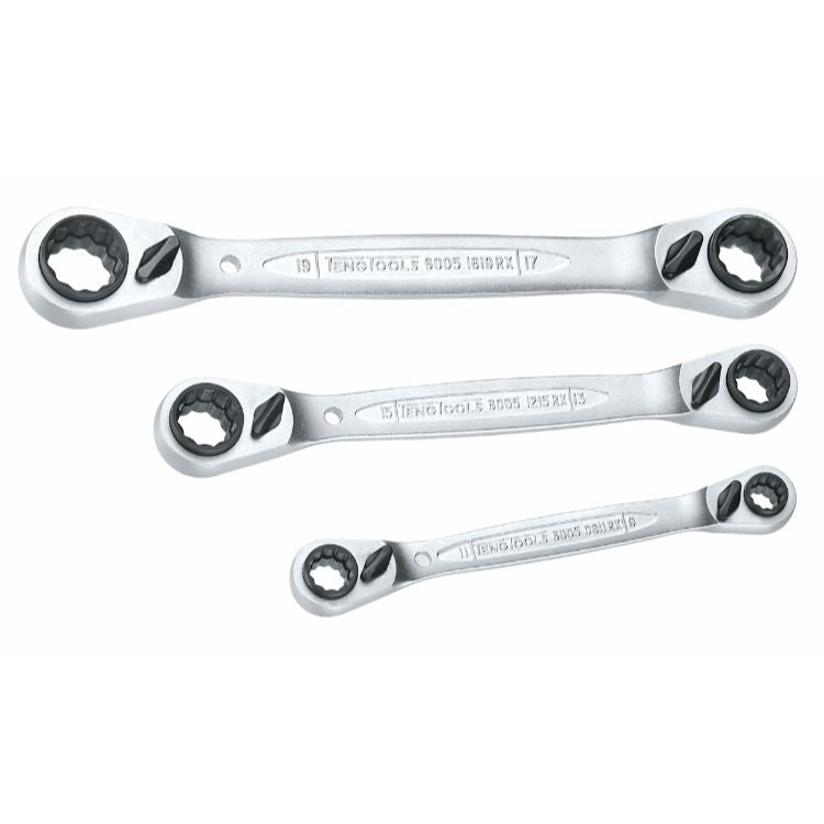 Teng Ratcheting MultiDrive Ring Spanner Set 3pcs