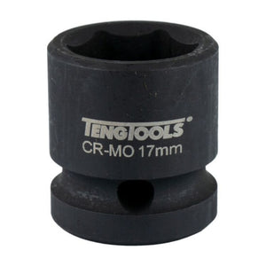 Teng Impact Socket Stubby 1/2" Drive 17mm - 6pt