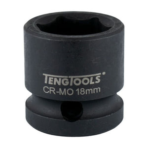 Teng Impact Socket Stubby 1/2" Drive 18mm - 6pt