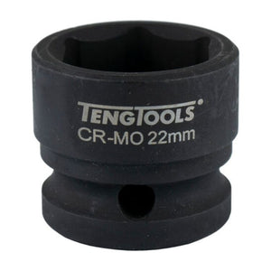 Teng Impact Socket Stubby 1/2" Drive 22mm - 6pt