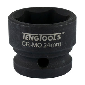 Teng Impact Socket Stubby 1/2" Drive 24mm - 6pt