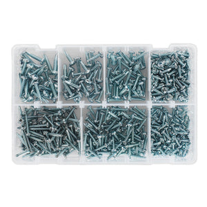 Sealey Self-Drilling Screw Assortment 500pc Pan Head Phillips Zinc