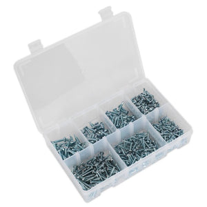 Sealey Self-Drilling Screw Assortment 500pc Pan Head Phillips Zinc