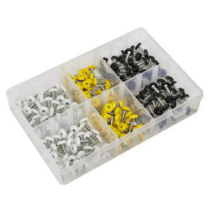 Sealey Numberplate Screw Assortment 195pc 4.8mm x 18mm - Plastic Enclosed Head