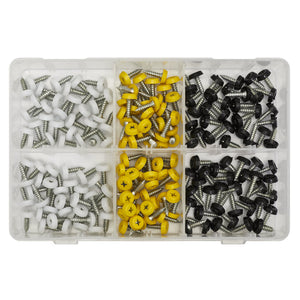 Sealey Numberplate Screw Assortment 195pc 4.8mm x 18mm - Plastic Enclosed Head