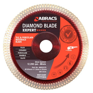 Abracs Tile & Porcelain Cutting Diamond Blade 125mm x 1.2mm x 22mm