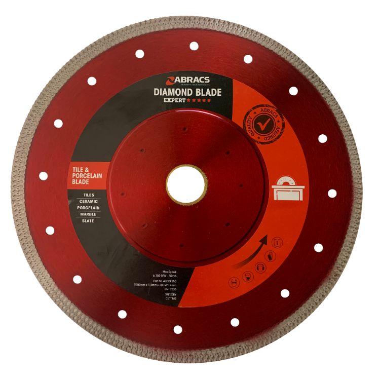 Abracs Tile & Porcelain Cutting Diamond Blade 250mm x 1.8mm x 30/25.4mm