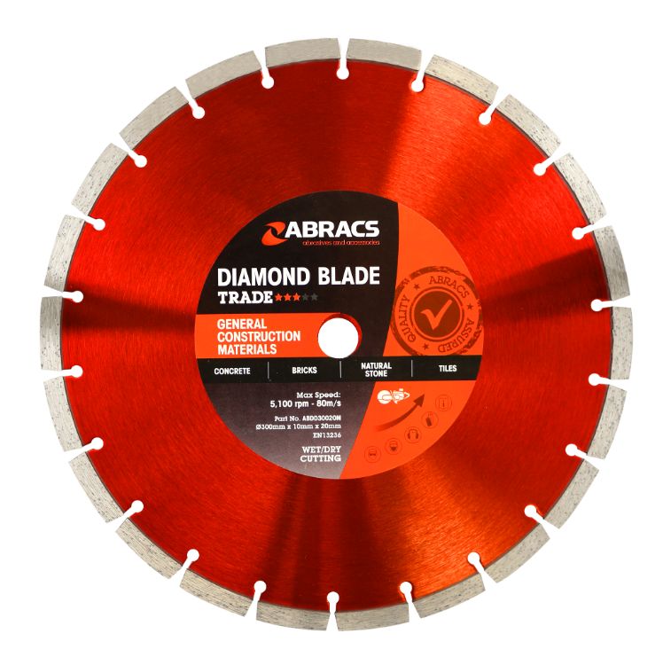 Abracs Diamond Blade 300mm x 10mm x 20mm GCM - Trade