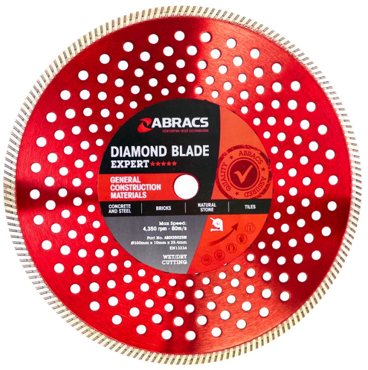 Abracs Diamond Blade 350mm x 10mm x 25.4mm GCM - Expert