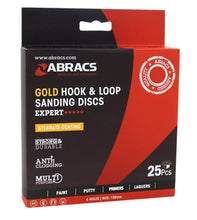 Load image into Gallery viewer, Abracs &quot;Gold&quot; Hook &amp; Loop 150mm x 400Grit - 6 Hole - Pack 25
