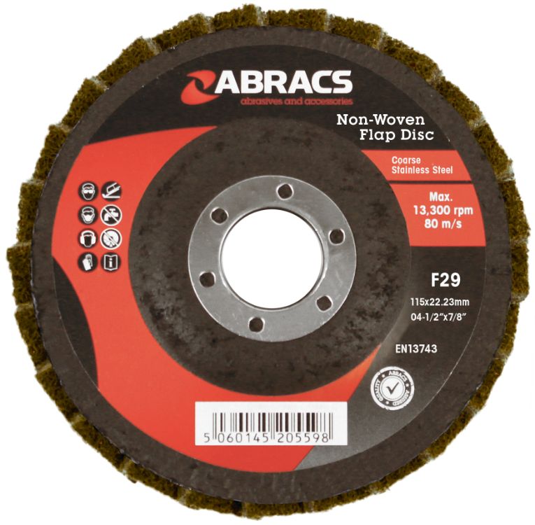 Abracs Non Woven Flap Disc 115mm Brown (Coarse)