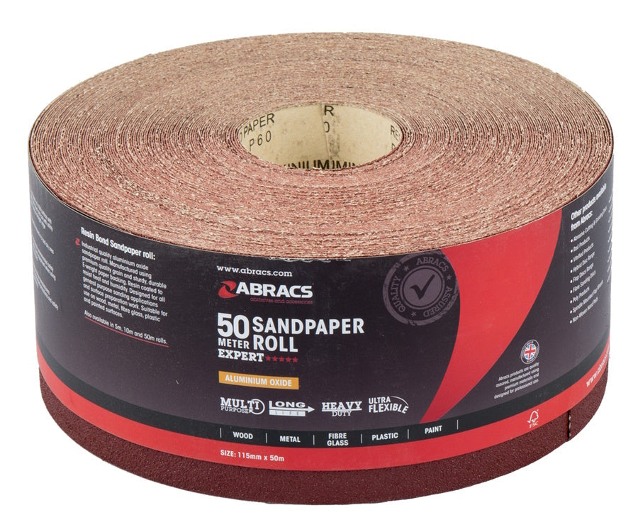 Abracs General Purpose Sandpaper Roll 115mm x 50M x 80Grit