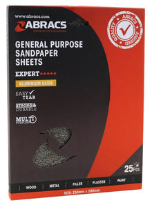 Abracs Sandpaper Sheet 230mm x 280mm x 220Grit - Pack 25