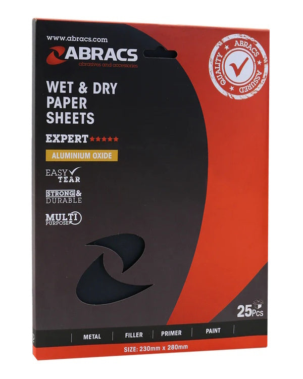 Abracs Waterproof Paper Sheet Sandpaper 240Grit - Pack 25