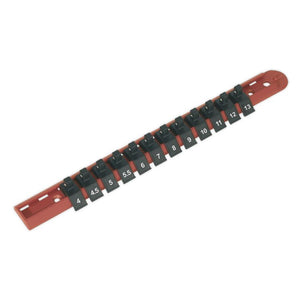 Sealey Socket Retaining Rail, 12 Clips 1/4" Sq Drive (Premier)