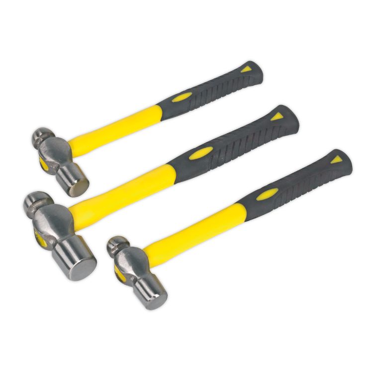 Sealey Ball Pein Hammer Set 3pc - Fibreglass Shafts (Premier)