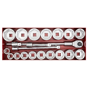 Sealey Socket Set 22pc 1" Sq Drive 6pt WallDrive Metric (Premier)