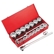 Load image into Gallery viewer, Sealey Socket Set 22pc 1&quot; Sq Drive 6pt WallDrive Metric (Premier)
