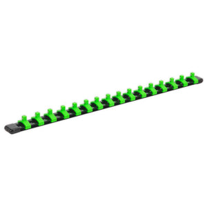 Sealey Socket Retaining Rail, 16 Clips 1/4" Sq Drive - Hi-Vis Green (Premier)