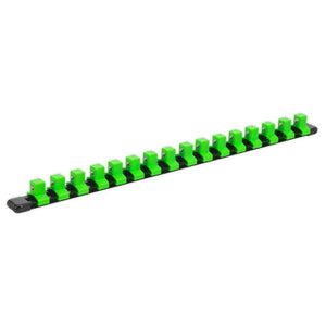 Sealey Socket Retaining Rail, 16 Clips 1/2" Sq Drive - Hi-Vis Green (Premier)