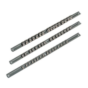 Sealey Socket Retaining Rail Set 3pc 1/4", 3/8" & 1/2" Sq Drive (Premier)