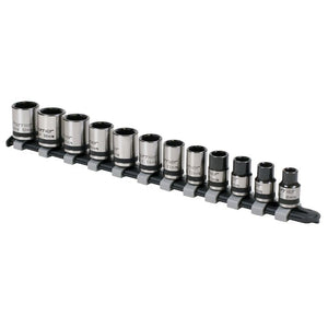 Sealey Socket Set 12pc 3/8" Sq Drive Lock-On 6pt Metric - Black Series (Premier)