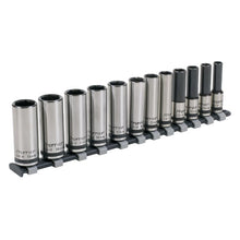 Load image into Gallery viewer, Sealey Socket Set 12pc 3/8&quot; Sq Drive Deep Lock-On 6pt Metric - Black Series (Premier)
