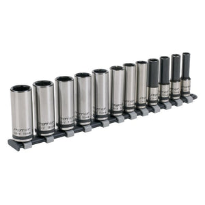 Sealey Socket Set 12pc 3/8" Sq Drive Deep Lock-On 6pt Metric - Black Series (Premier)