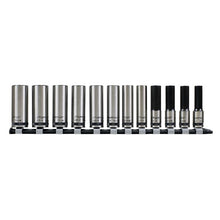 Load image into Gallery viewer, Sealey Socket Set 12pc 3/8&quot; Sq Drive Deep Lock-On 6pt Metric - Black Series (Premier)
