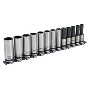 Sealey Socket Set 13pc 1/2" Sq Drive Deep Lock-On 6pt Metric - Black Series (Premier)