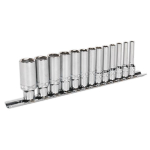 Sealey Socket Set 13pc 1/4" Sq Drive Deep Lock-On 6pt Metric (Premier)