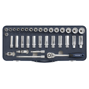 Sealey Socket Set 34pc 3/8" Sq Drive Lock-On 6pt Metric (Premier)