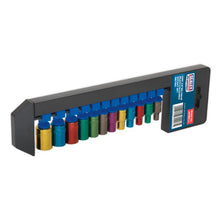 Load image into Gallery viewer, Sealey Multi-Coloured Socket Set 12pc 1/4&quot; Sq Drive 6pt WallDrive Metric (Premier)
