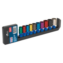 Load image into Gallery viewer, Sealey Multi-Coloured Socket Set 10pc 3/8&quot; Sq Drive 6pt WallDrive Metric (Premier)
