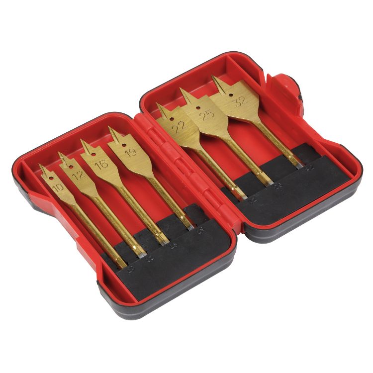 Sealey Flat Wood Drill Bit Set 7pc 1/4