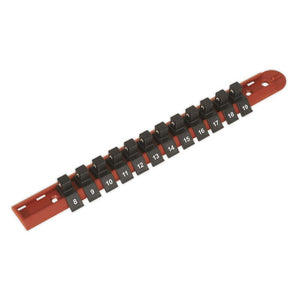 Sealey Socket Retaining Rail, 12 Clips 3/8" Sq Drive (Premier)