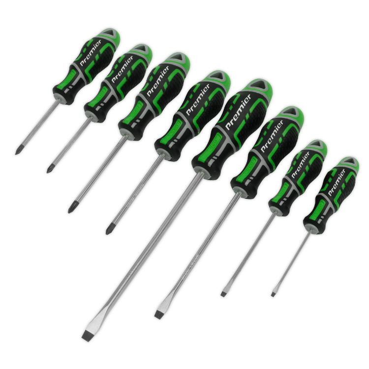 Sealey Screwdriver Set 8pc GripMAX - Hi-Vis Green (Premier)