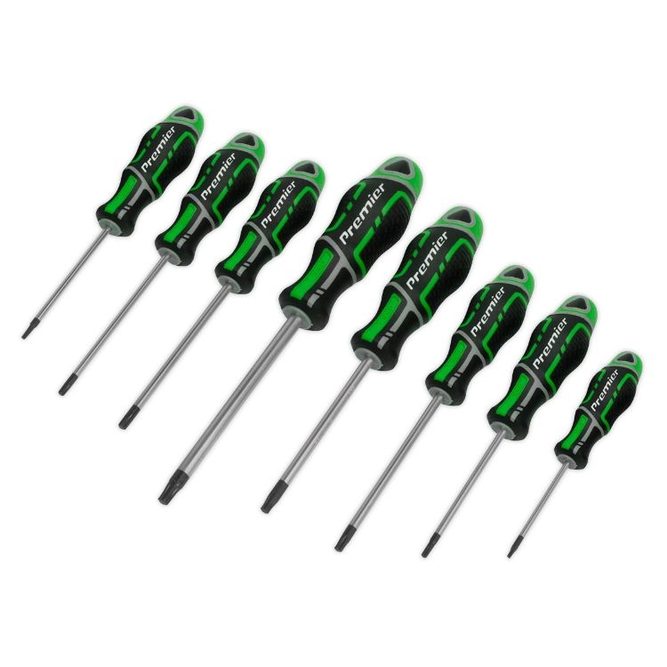 Sealey Screwdriver Set 8pc Security TRX-Star* GripMAX - Hi-Vis Green (Premier)