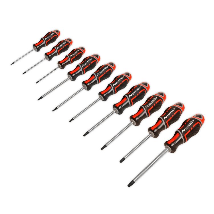 Sealey Screwdriver Set 10pc TRX-Star* GripMAX - Red (Premier)