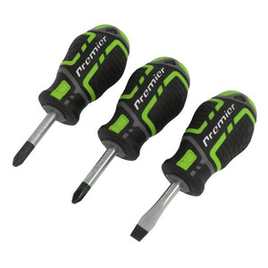 Sealey Screwdriver Set 3pc GripMAX Stubby - Hi Vis (Premier)