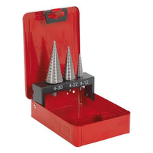 Load image into Gallery viewer, Sealey HSS M2 Step Drill Bit Set 3pc - Double Flute
