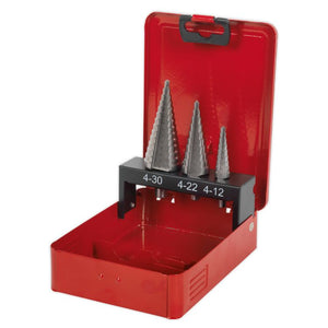 Sealey HSS M2 Step Drill Bit Set 3pc - Double Flute