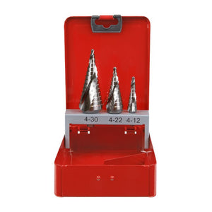 Sealey HSS M2 Step Drill Bit Set 3pc - Spiral Flute