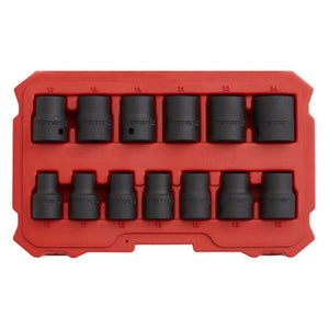 Sealey Impact Socket Set 13pc 1/2" Sq Drive Lock-On 6pt Metric (Premier)