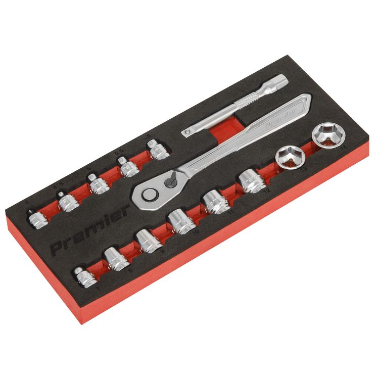 Sealey Low Profile Socket Set 15pc 1/4