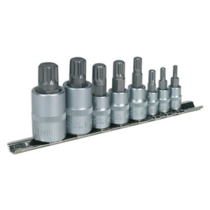 Sealey Spline Socket Bit Set 8pc 1/4", 3/8" & 1/2" Sq Drive (Premier)