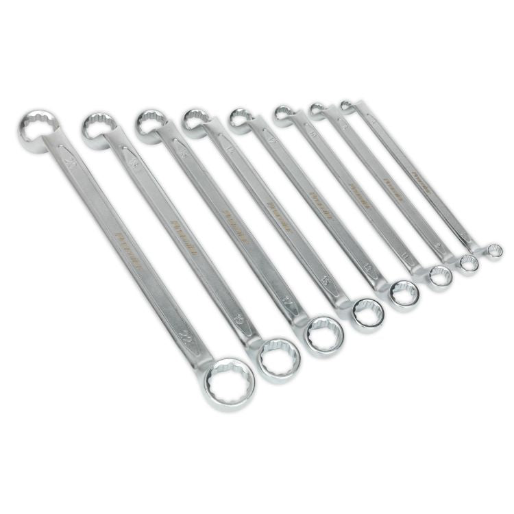 Sealey Offset Double End Ring Spanner Set 8pc Metric in Storage Pouch (Premier)