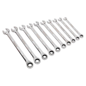 Sealey Combination Ratchet Spanner Set 10pc Extra-Long Metric (Premier)