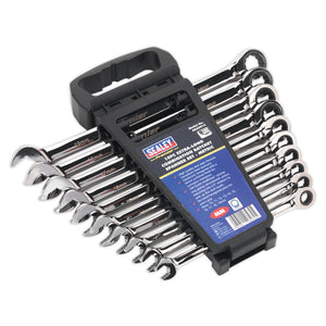 Sealey Combination Ratchet Spanner Set 10pc Extra-Long Metric (Premier)